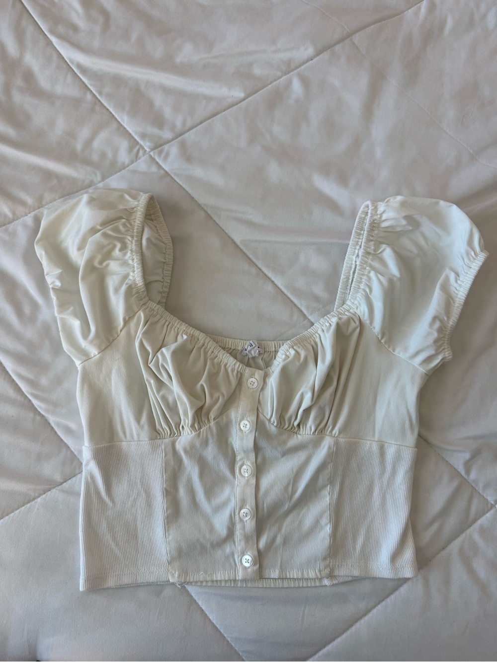 Garage Cream Puff Sleeve Crop Top